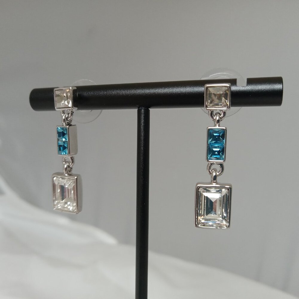 Touchstone by Swarovski Crystal & Aquamarine Earrings NWOT